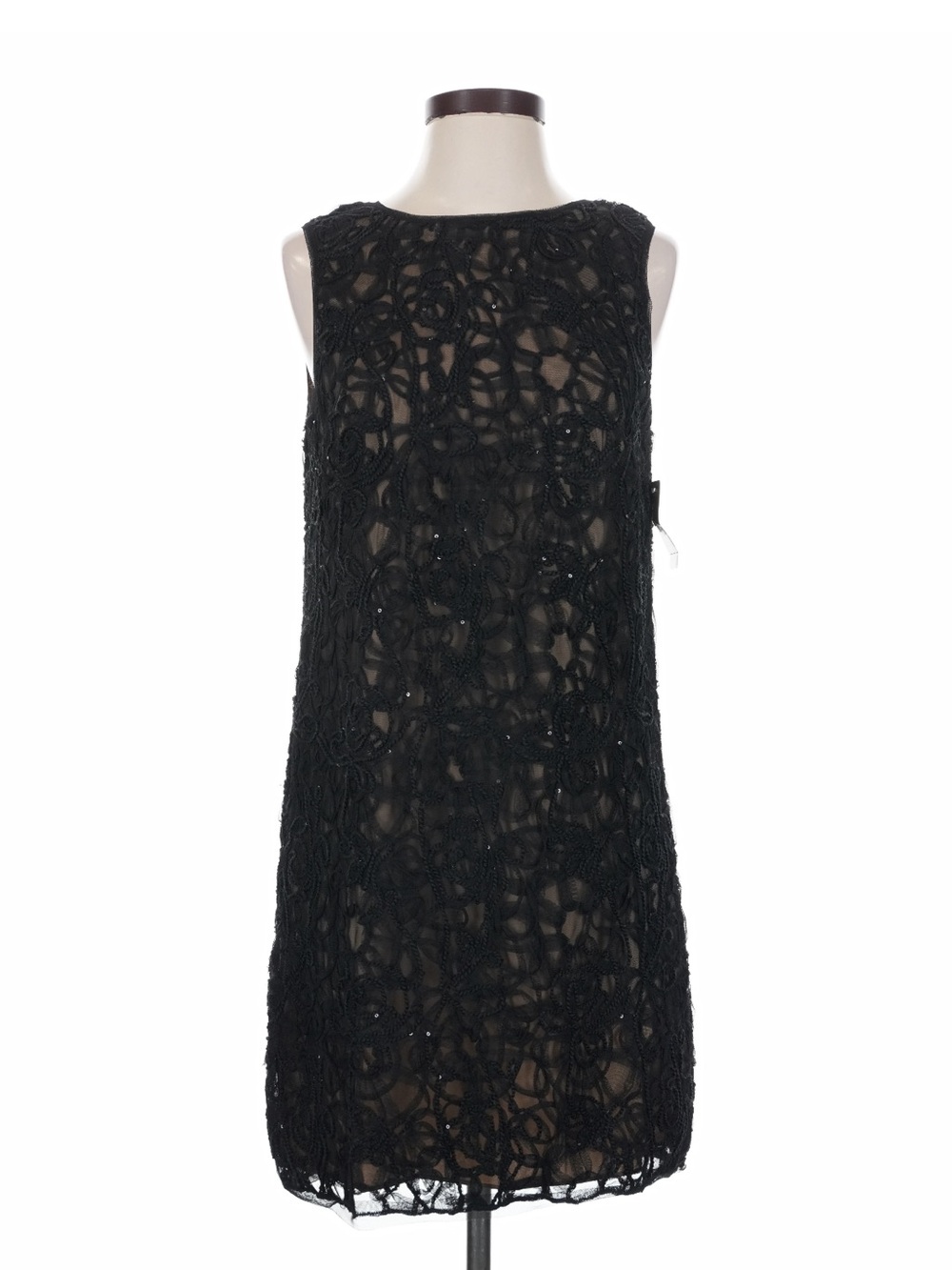 NWT MAX STUDIO sheath dress look of lace sequins key hole back lined size small